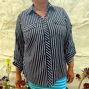 Striped button down, blue and white striped button up